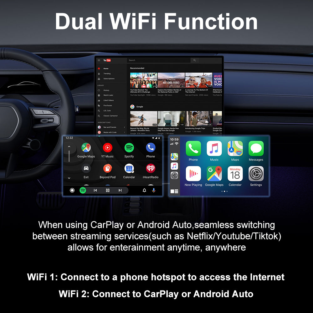 Y4 Dual Wifi CarPlay Android Auto Video Box